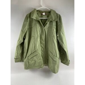 Tudor Court Jacket Men's Size 2X Green Windbreaker Hoodie Long Sleeve Cuff Tabs